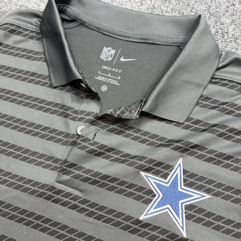 NIKE DALLAS COWBOYS Polo Shirt Mens Large L Gray Dri-Fit Golf Modern NFL   New!!